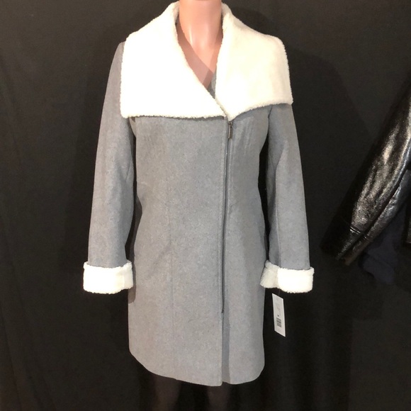 NWT DKNY Oversized Collar Wool Over Coat - Picture 4 of 8